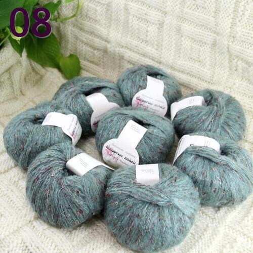 Sale 8ballsX50gr Luxury Fluffy Soft NEW MOHAIR Shawls Hand Knit Crochet Yarn Lake blue 825-08-8