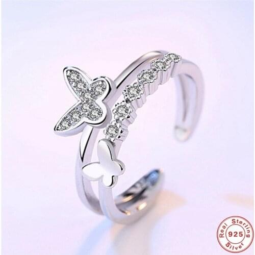 SHQIYAYI 925 Sterling Silver Butterfly Finger Rings For Women Casual Hot Fashion Jewelry Anniversary Gift High Quality 78