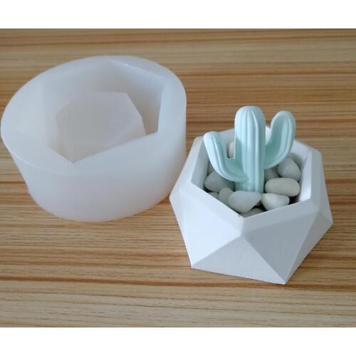 Handmade Geometric Hexagon Silicone Flower Pot Mold Succulent Planter Vase Craft