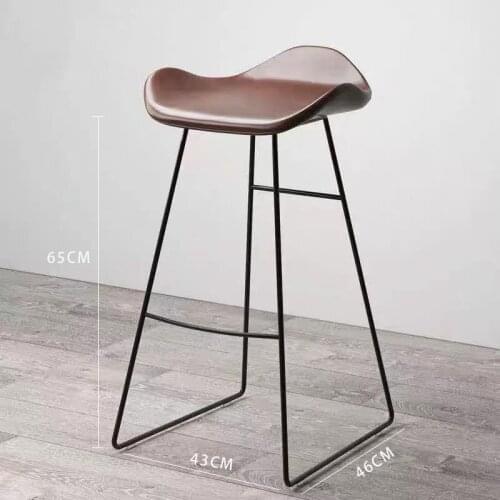 75cm Modern Minimalist Home Nordic Style Bar High Chairs Wrought Iron Back Bar Leather Stool Unique Flower Shape Customizable