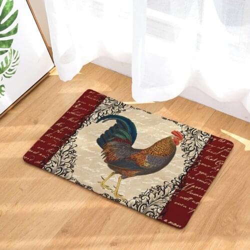 Cartoon Printed Entrance Doormat Cock Chicken Pattern Absorbent Kitchen Mat Non Slip Bathroom Carpet Home Decor Living Room Rug