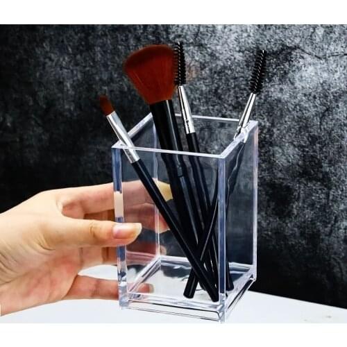 High Quality Transparent Color Acrylic Makeup Brush Storage Tube Transparent Eyebrow Pencil Makeup Brush Storage Box