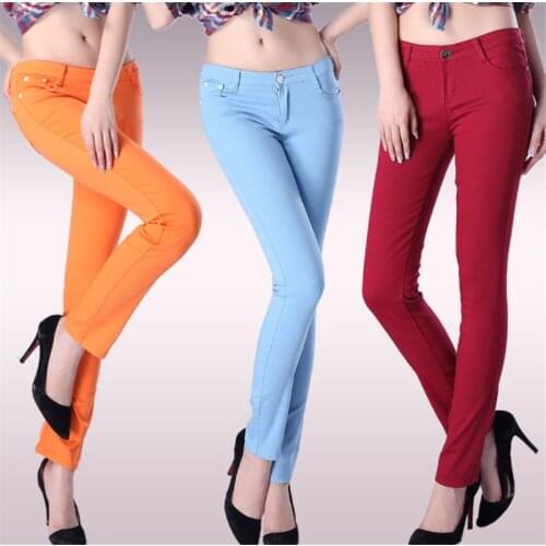 Candy Pants for Girl Women Many Colors Daily Trousers for Spring Slim Super Stretch Jeans Pencil Pants ouc493