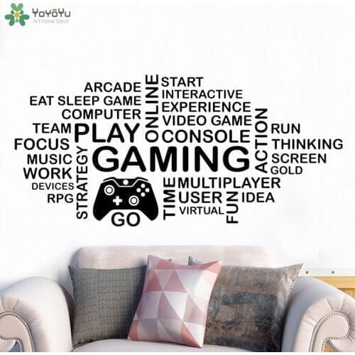YOYOYU Wall Decal Gaming Saying Video Gamer Wall Stickers Quote Controller Sign Art Removable Poster Gift Playroom Decor CT711
