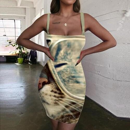 Giyu Brand Cat Dress Women Animal 3d Print Lovely Ladies Dresses Creativity Bodycon Dress Womens Clothing Club New Beach Fashion