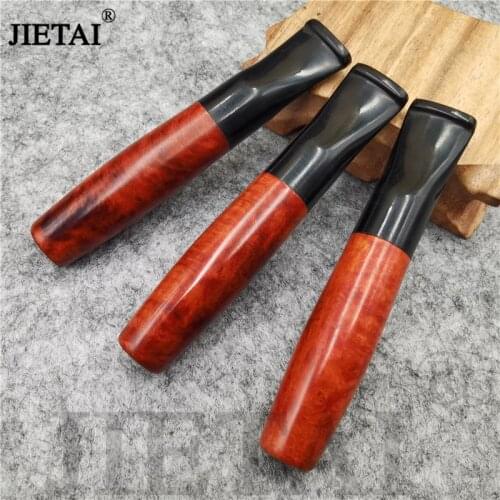 1PC Briar Straight Smoking Pipes Activated Carbon Filter Cigarette Holder Natual Wood Mouthpiece High Quality Smoke Tools