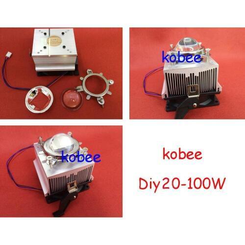 1pcs/lots 90-120 degree 44mm Lens +Reflector Bracket+20-100W LED Aluminium Heat Sink Cooling
