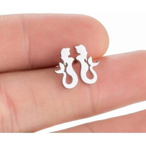 2021 Minimalist Female Cartoons Goldfish Tail Earring Vintage Silver Color Mermaid Earrings for Women Girls Charm Jewelry