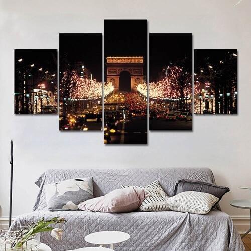 5 Piece Canvas Art Set Oil Painting Landscape Mordern Paintings City Wall Art Canvas Prints Canvas Painting Art for Living Room