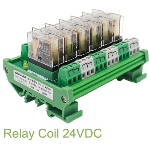 6 Channel 1 SPDT DIN Rail Mount OMRON G2R 24V DC/AC Interface Relay Module