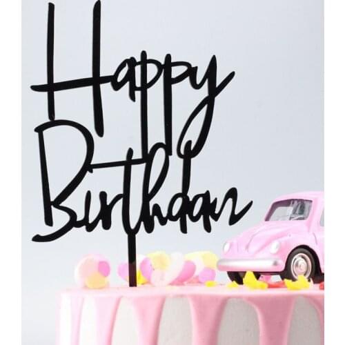 Acrylic Happy Birthday Cake Topper Cake Decoration Insert Card Wholesale New Birthday Holiday Party Supplies Baking Ornaments