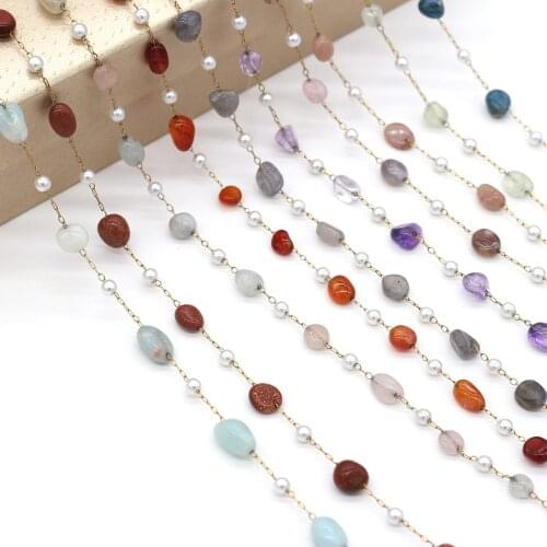 2021New Gold Wire Wrapped Rosary Copper Natural Rose Quartz Beads Chains for DIY Jewelry Making Charm Necklace Accessorie Gift