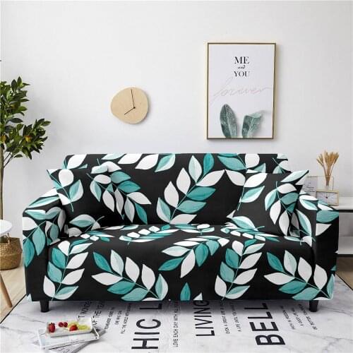 1/2/3/4 Seat Cover Green Leaves Sofa Cover Tropical Plant Non-slip Cover Spandex Stretch Slipcover For Living Room Couch Cover