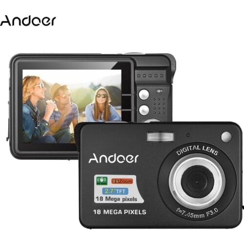 Andoer 8X Digital Zoom Anti-shake 2.7inch LCD Digital Camera 18M 720P HD Video Camera Camcorder with 2pcs Rechargeable Batteries