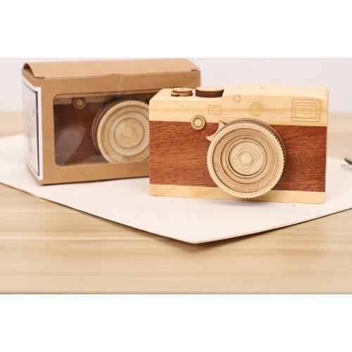 Wooden Hand Crank Boutique Zakka Home Decoration Children Birthday Gift Music Box Reative Retro Camera Models Dropshipping