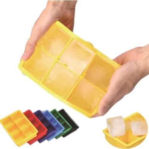6-Grid Ice Mold Food Grade Square Shape Ice Cube Mold Fruit Ice Cube Maker Tray Bar Kitchen Accessories Silicone