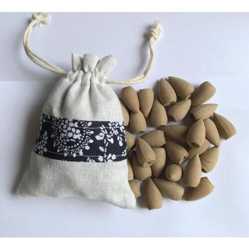 Natural Fragrance Smoke Backflow Cone Incense 45pcs Cloth Bag Bullet Incense Cones Sandalwood Tibetan Wormwood Tower Incense