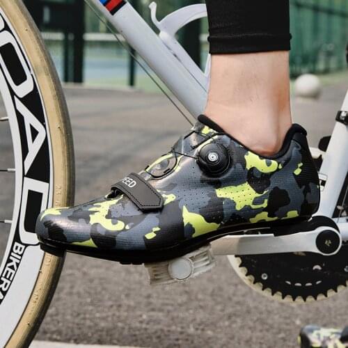 Camouflage Road Cycling Shoes Sneaker Men Professional Mens Bicycle Shoes Speed Self-Locking Breathable Men Road Bike Sneakers