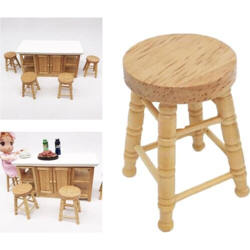 DIY 1/12 Scale Dolls House Mini Kitchen Stool Chair Furniture Pretend Play Fairy Landscape Accs Toys Gifts