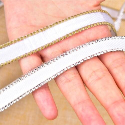 Hot-Fix Crystal Diamond Tape 15Mm Wide Rhinestone Chain Jeans Ribbon Diy Trims Shoelace Decoration Iron On Garment Accessories
