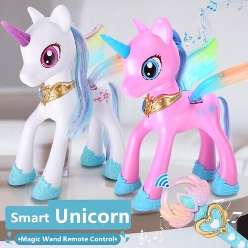 Cute Cartoon Smart Remote Control Unicorn Touch Sensing Voice Interaction Swing Wings Sing And Dance Education Childrens RC Toy