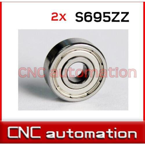 2pcs 695 S695ZZ S695-2Z 5*13*4mm Miniature stainless steel deep groove ball bearing