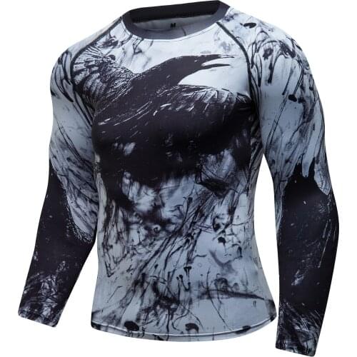 New Design Mens MMA Shirt Digital Sublimation Printed Rash Guard Gym Boxing Bjj Tops