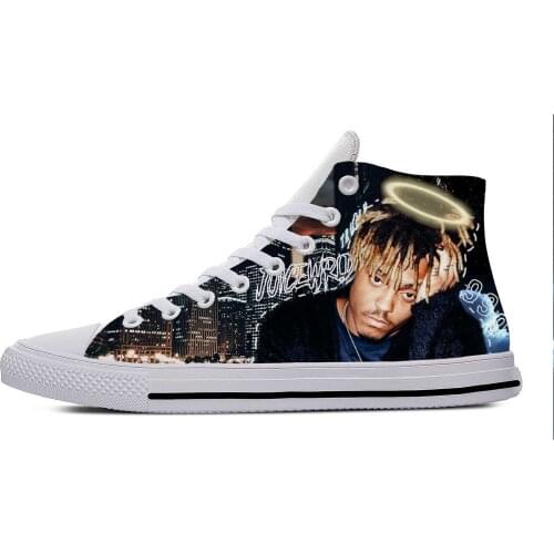 Juice wrld Hip Hop Rapper Hot Funny Cool Popular Casual Cloth Shoes High Top Lightweight Breathable 3D Print Men women Sneakers