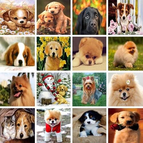 Series of Cute Pet Dog Pattern 5D DIY Diamond Painting Full Square/Round Diamond Embroidery Sale Mosaic Picture of Rhinestones