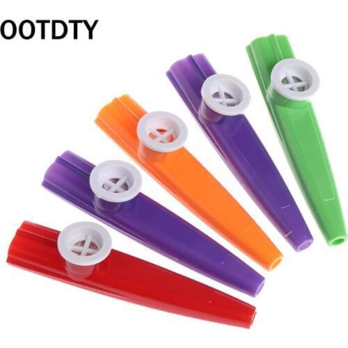 OOTDTY 5pcs Mixed Color Orff Plastic Kazoo Harmonica Mouth Flute Kids Party Gift Toy