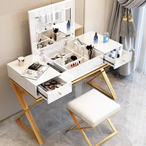 Study desk dressing table bedroom modern minimalist small apartment Nordic net red ins iron light luxury dressers