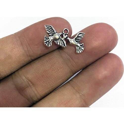 20pcs 19x10mm Lovebirds Charms Birds Pendants Antique Silver Color Jewelry Fit DIY Making Handmade Accessories