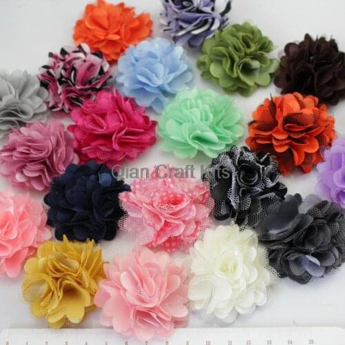 30 Flowers for Newborn Photo Prop diy Baby Girl Toddler Headband 50mm Satin Tulle Flower mixed colors or you pick