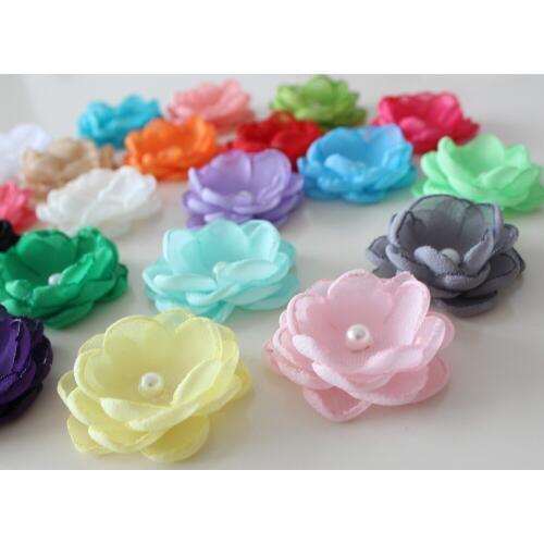 4cm Boutique Burn fabric flower Layered Poppy flower For Girl Kids Headband Hair Accessories Singed Flower 150pcs