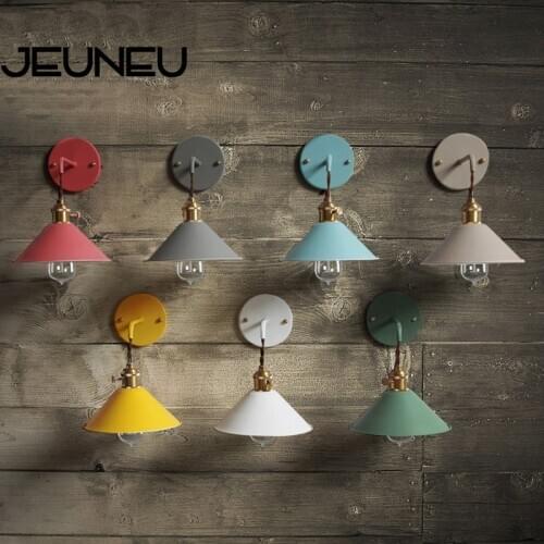 Country Industrial Simple Modern Wall Lamp LED with 7 Colors Iron Wall Light for Bedroom Dining Room Restaurant Cafe Shop Aisle