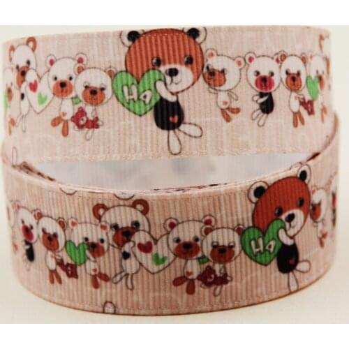 22mm 25mm 38mm 75mm Bear cartoon printed Grosgrain Ribbon party decoration 10 Yards X-04388