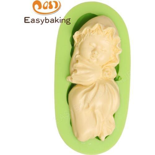 Lie on the Side Sleeping Baby Girl Silicone Soap Mold Chocolate Fudge Cake Decoration Mould Pastry Tools for Cookie Resin
