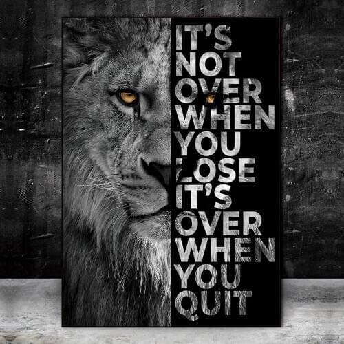 Inspirational Life Quotes On Black White Lion Wall Painting Posters And Prints Canvas Art Picture For Living Room Hallway Decor
