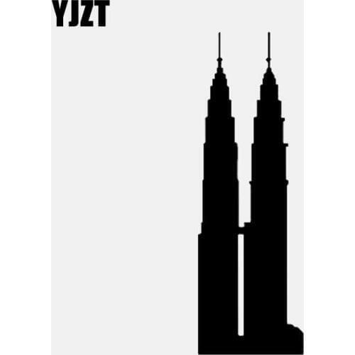 YJZT 4.3CM*13CM Petronas Towers Malaysia Car Sticker Vinyl Decal Buildings Black/Silver C3-1881