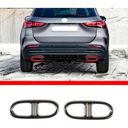 For Mercedes-Benz GLA H247 4WD 20-21 Stainless Steel Rear Bumper Dual Exhaust Pipe Trim Exhause Cover Car Accessories