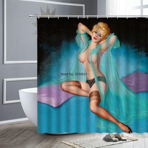 Sexy Girl Shower Curtain Set American Woman 3d Printing Personality Fashion Waterproof Bathroom Decor Cloth Curtains Bath Screen