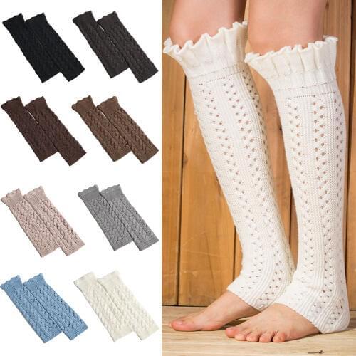 Women Hollow Crochet Leg Warmers Leg Sleeve Winter Warm Knitted Boot Socks SCKMX0010