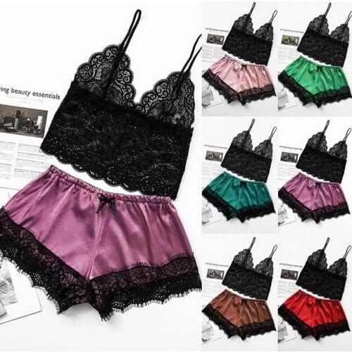 1 Set Lace Sleepwear for Women Sexy Pjs Ladies Lingerie Tops Shorts Sets Babydoll Pajamas Nightwear S/M/L/XL/2XL New Color