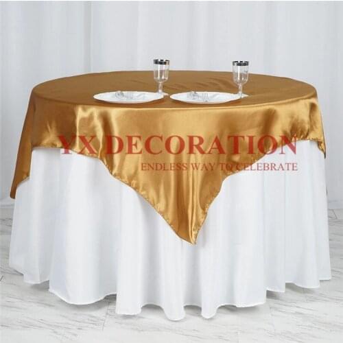 1pcs Sold 145x145cm Square Satin Tablecloth Overlay Table Cloth For Wedding Event Banquet Decoration