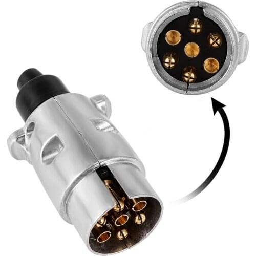 12V 7 Pin Trailer Metal Plug Socket Waterproof Auto Lamp Connector Apply to Truck RV Cars Boat Trailer Caravan Accessories
