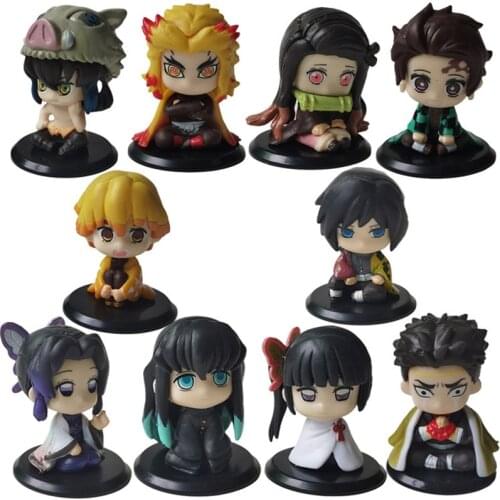 5pcs/set Demon Slayer : Kimetsu No Yaiba Nezuko Zenitsu Tanjirou Giyuu Inosuke Kyoujurou Action Figure Model Cake Figurine