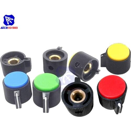 5PCS/Lot Multi-Color 6 mm Knurled Shaft Insert Dia. Potentiometer Rotary Control Knobs Switch Knob 16mm Diameter x 23mm Height