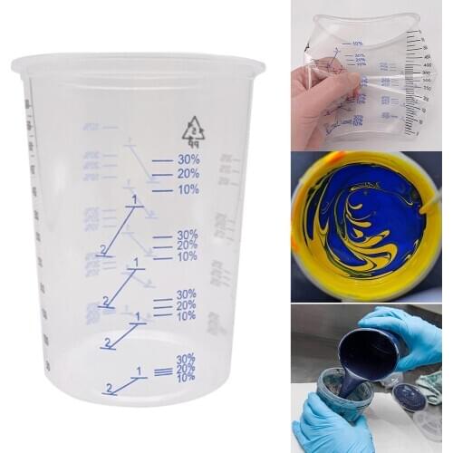 5Pcs Disposable Clear Graduated Plastic Mixing Cups For Paint UV Resin Epoxy 20 Oz 600ml Measuring Ratios DIY Make Up Tools