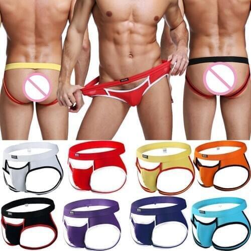 8PCS/Lots Sexy Men Thong G-String Jockstrap Open Butt Lingerie Panties Male Underwear String Homme Penis Pouch Gay Thongs Tangas