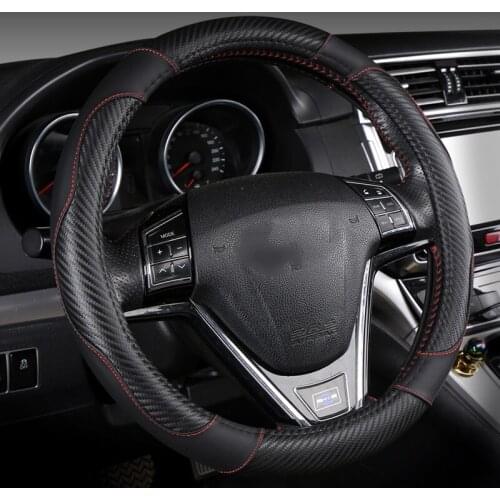 Car-styling Steering Wheel Cover Carbon Fiber Leather 37-38CM Cars Wheel Covers Anti Slip Breathable Universal Auto Accessories